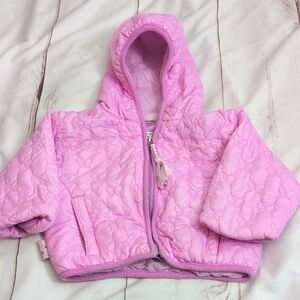 Obermeyer Girls size Small 3 Toddler I Grow Pink Butterfly Quilted Ski Coat